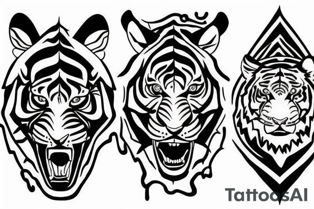 Tiger and compass tattoo idea