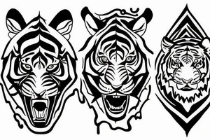 Tiger and compass tattoo idea