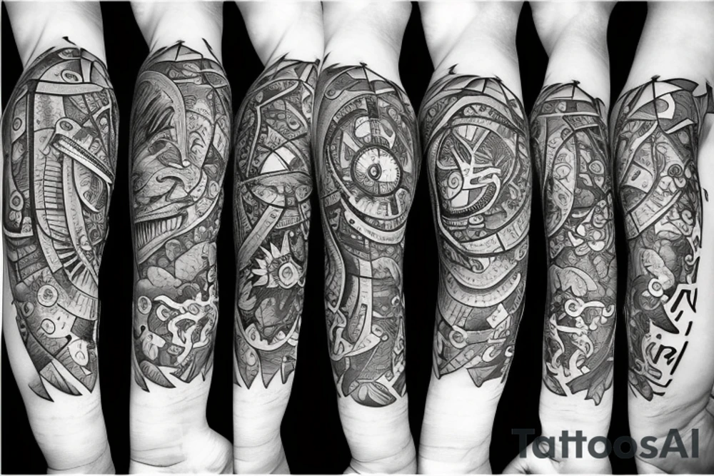 Lion with compass tattoo idea