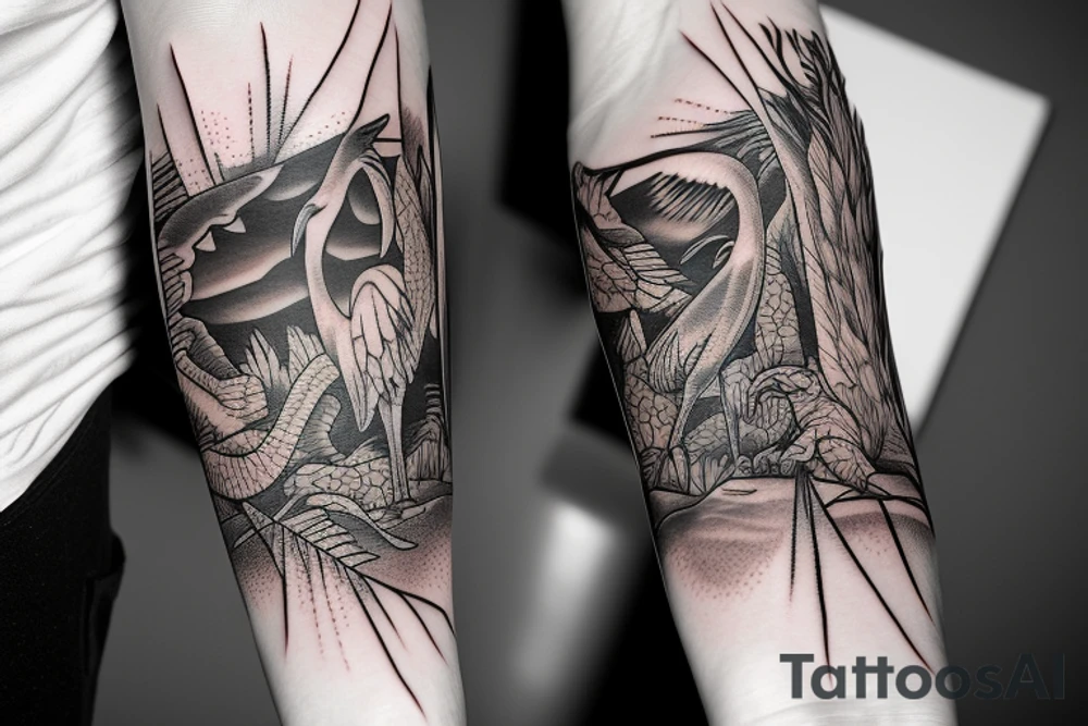 Sunset florida and a florida panter,great white heron,alligator curled around it above the sunset wrist tatoo tattoo idea