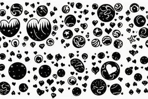planet venus surrounded by stars in shape of a heart tattoo idea