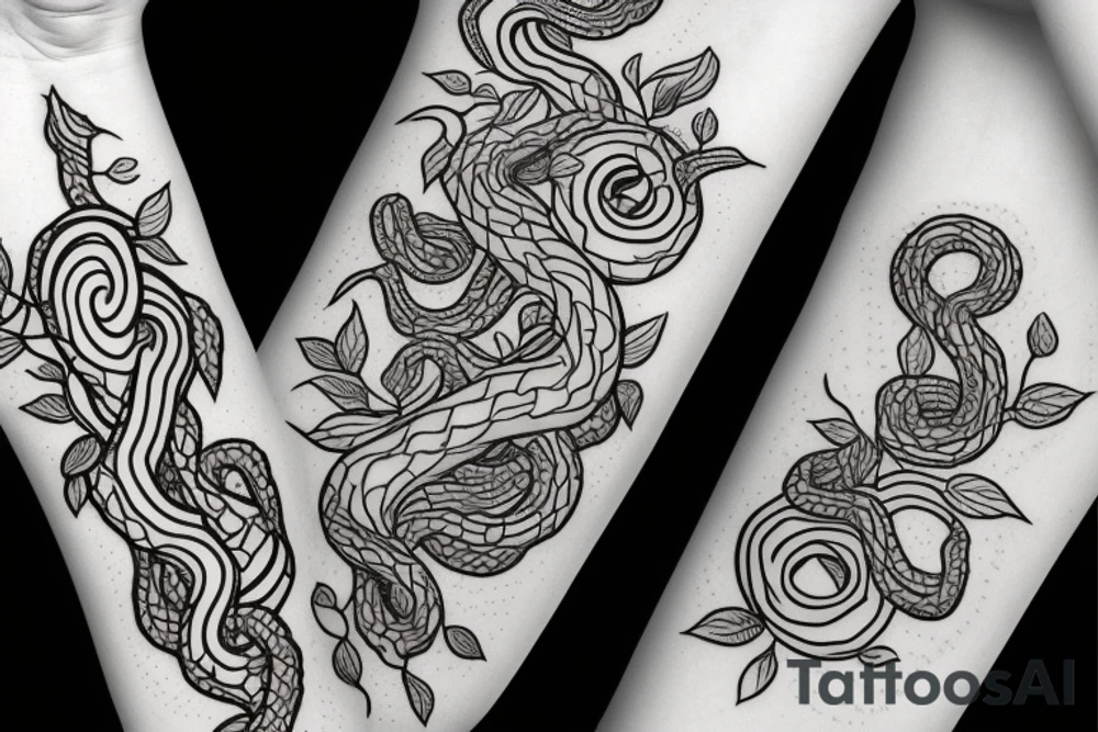 Flowers snakes and vines for arm tattoo idea