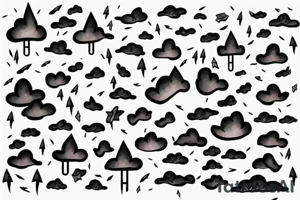 lightnings sky rain tattoo idea