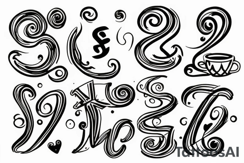 An S and a B, in a coffee cup tattoo idea