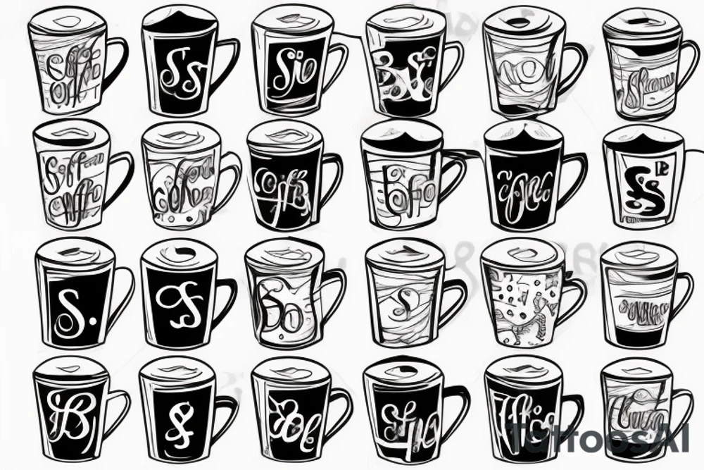 An S and a B, in a coffee cup tattoo idea