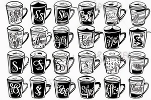 An S and a B, in a coffee cup tattoo idea