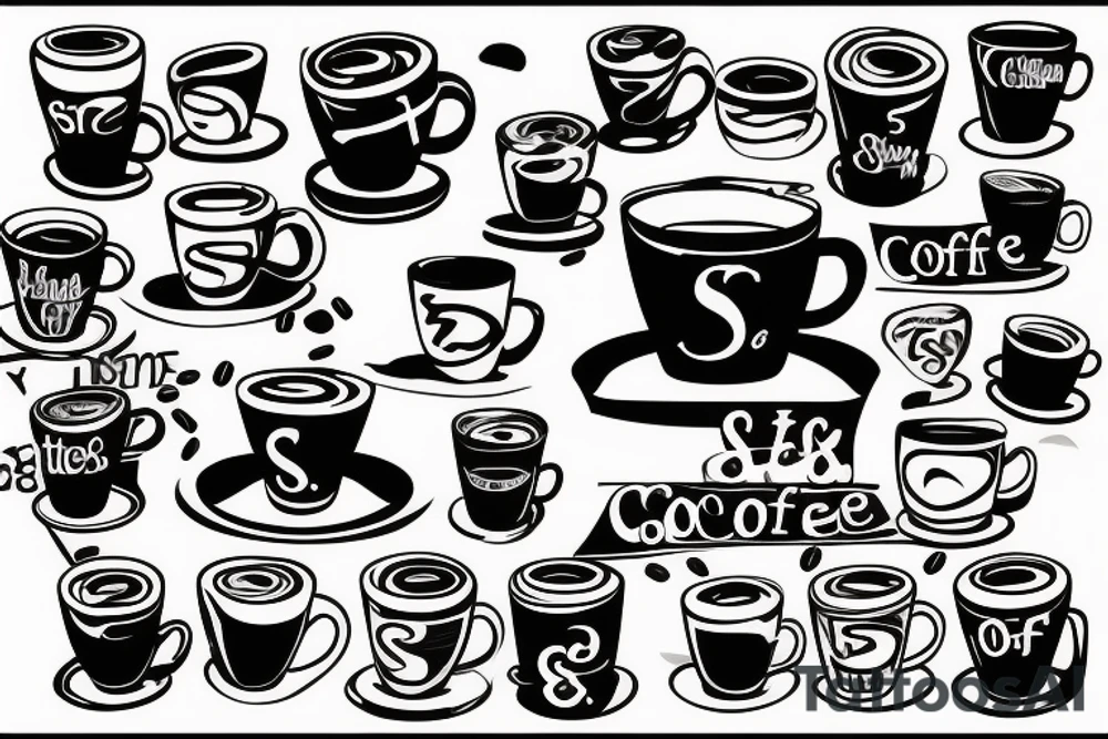 An S and a B, in a coffee cup tattoo idea
