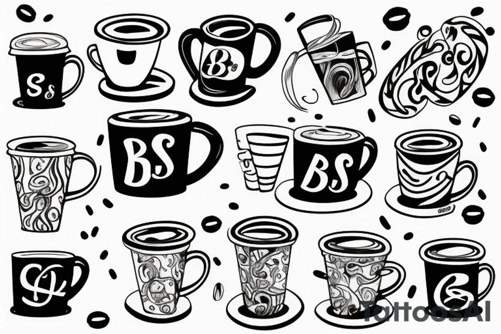 An S and a B, in a coffee cup tattoo idea
