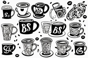 An S and a B, in a coffee cup tattoo idea