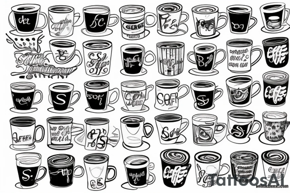 An S and a B, in a coffee cup tattoo idea