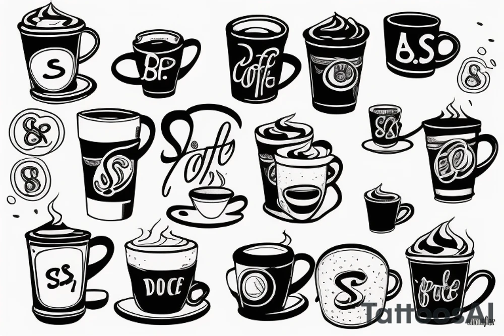 An S and a B, in a coffee cup tattoo idea