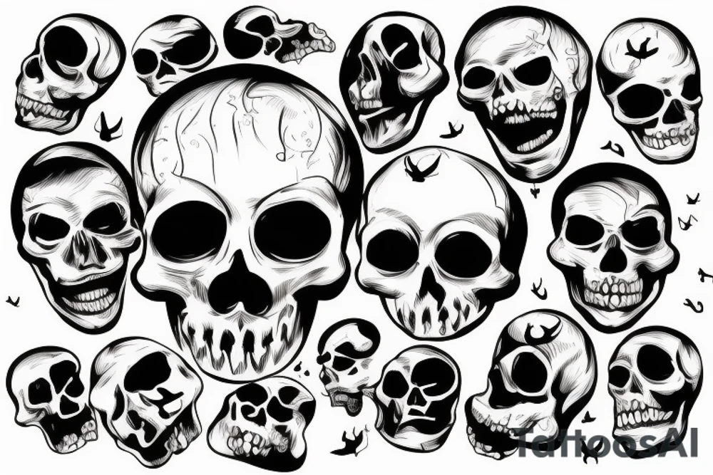 Scull without half jaw tattoo idea