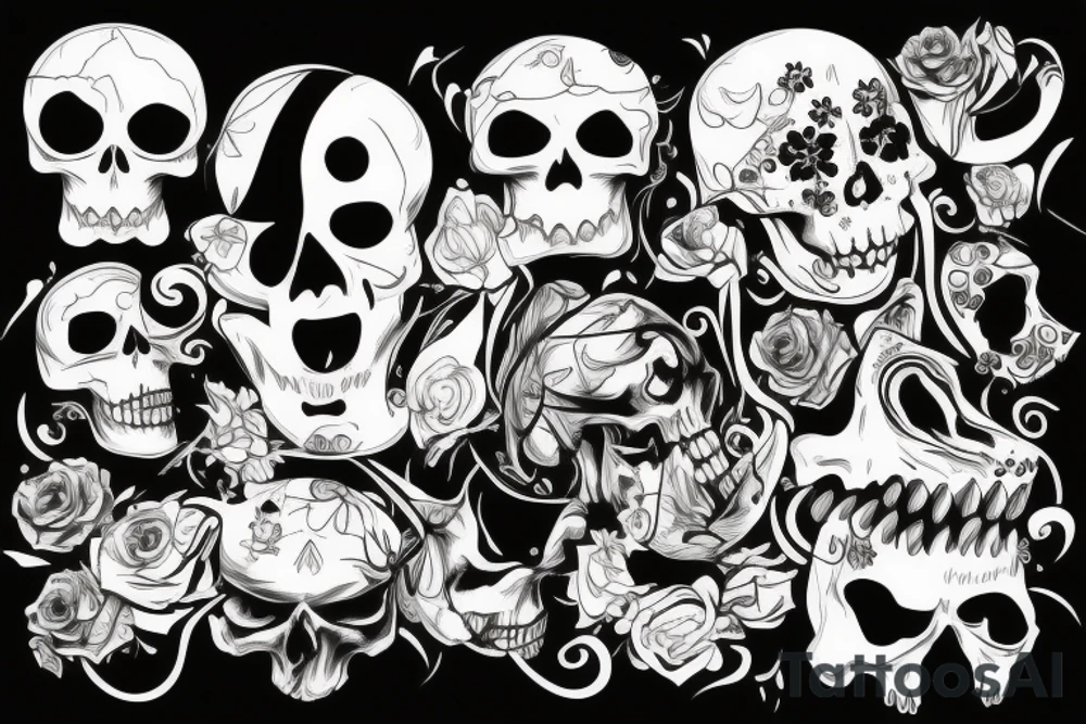 Scull without half jaw tattoo idea