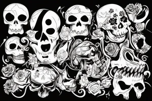 Scull without half jaw tattoo idea