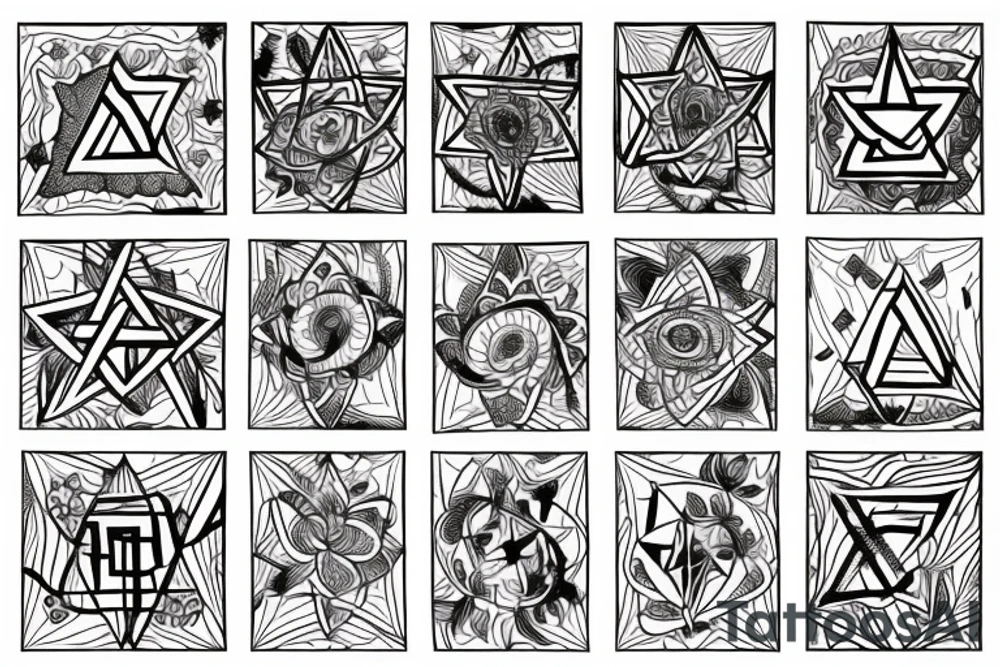 Star of david inside a tulip flower tattoo idea