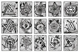 Star of david inside a tulip flower tattoo idea