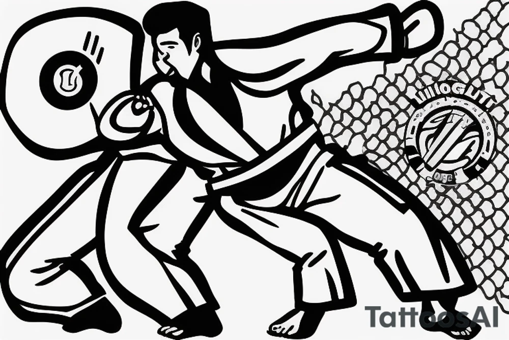 Maigtyfull and determined Jiu Jitsu fighter ready to engage in the battle of a lifetime tattoo idea