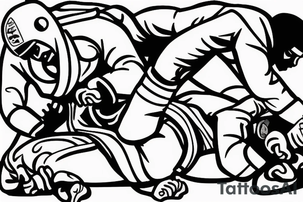 Maigtyfull and determined Jiu Jitsu fighter ready to engage in the battle of a lifetime tattoo idea