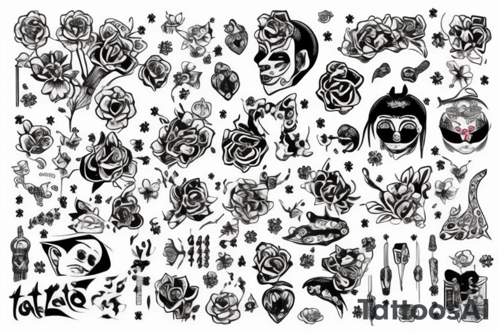 Самурай, череп, змей tattoo idea