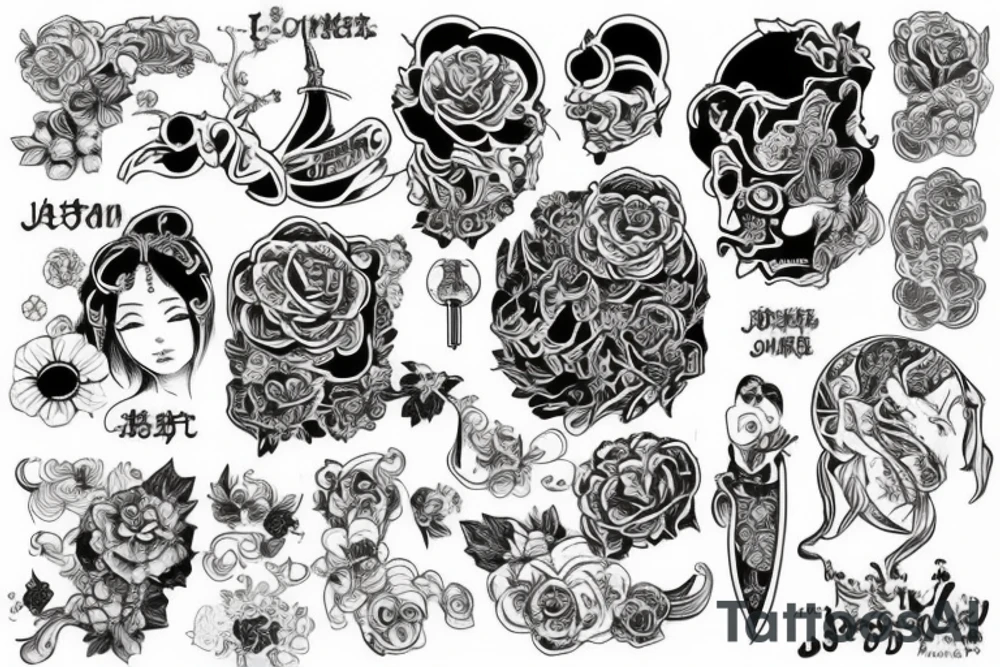 Самурай, череп, змей tattoo idea