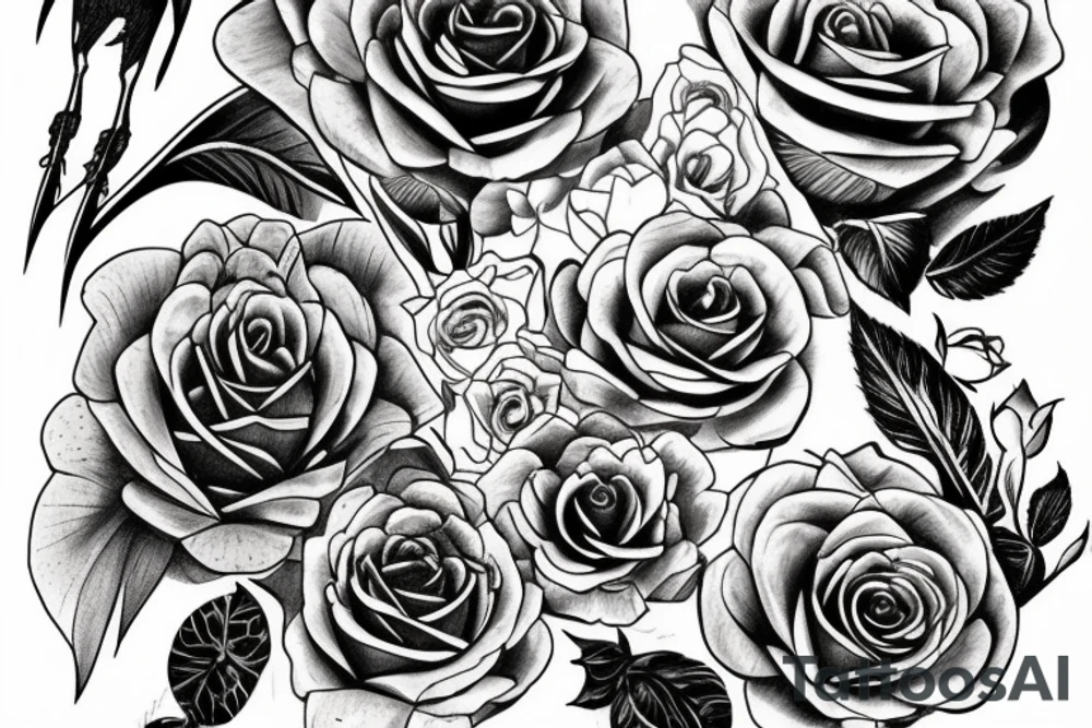Crow and roses tattoo idea
