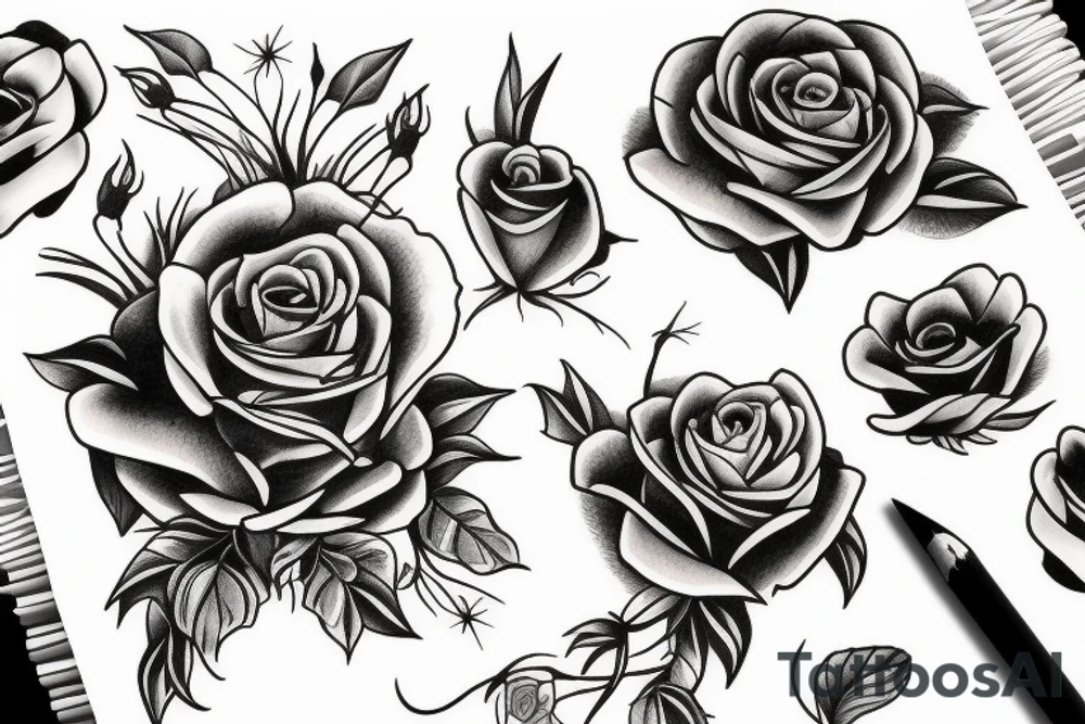 Crow and roses tattoo idea