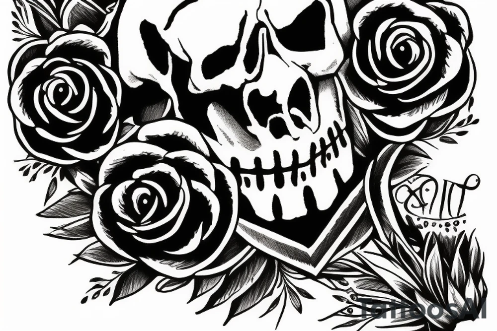 Crow on skull tattoo idea