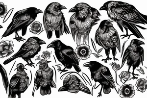 Crow on skull tattoo idea