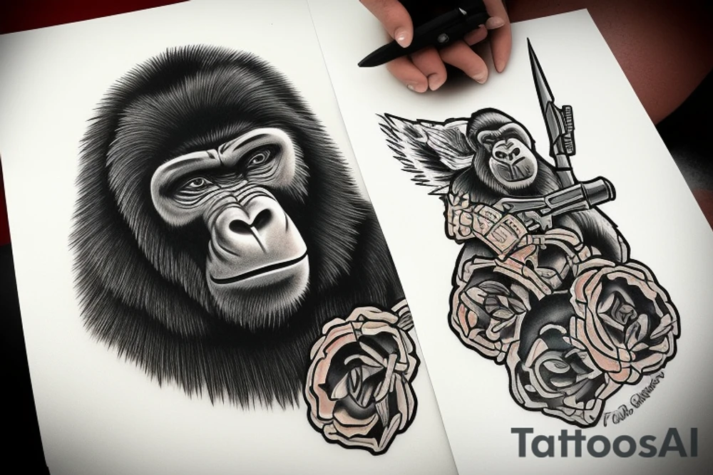 gorilla going to war tattoo idea