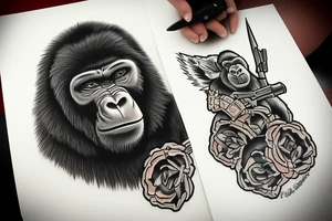 gorilla going to war tattoo idea