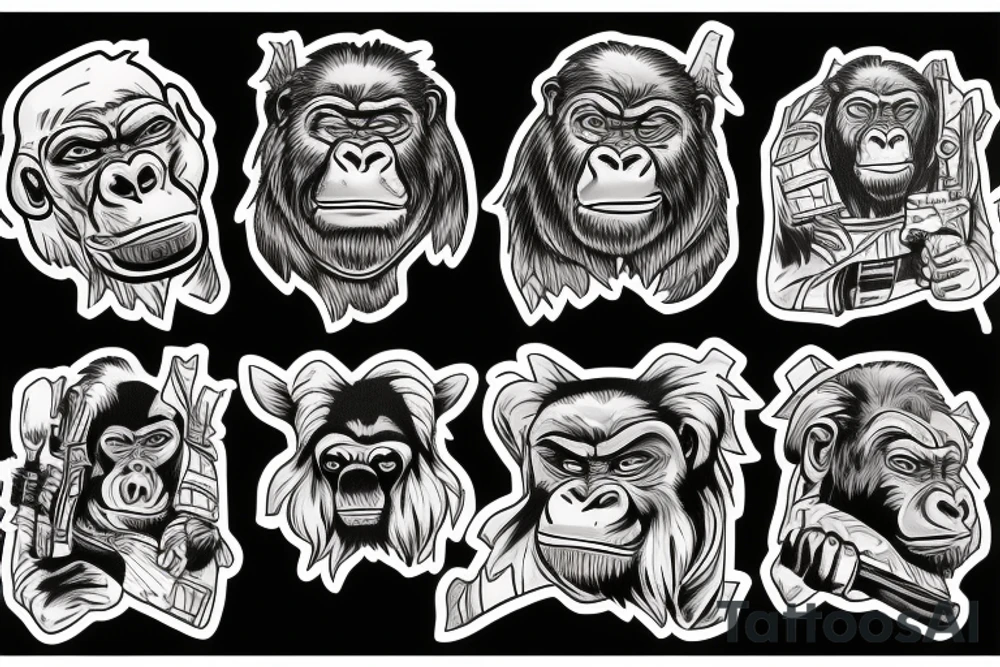 gorilla going to war tattoo idea