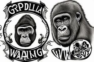 gorilla going to war tattoo idea