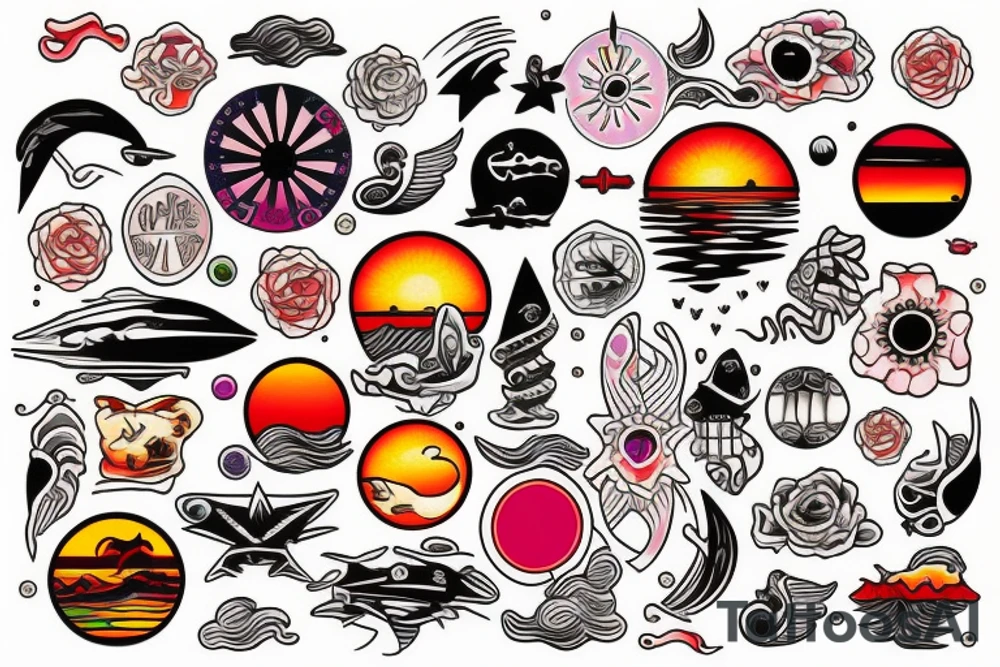 Sunset at sea tattoo idea