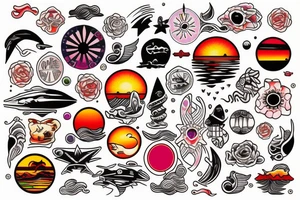 Sunset at sea tattoo idea
