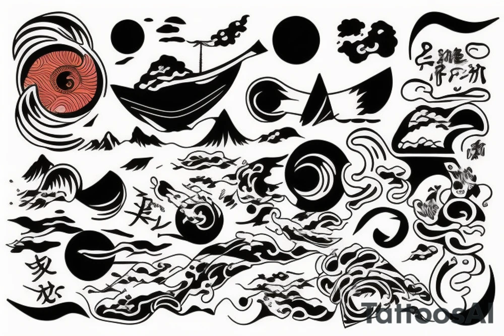 Sunset at sea tattoo idea
