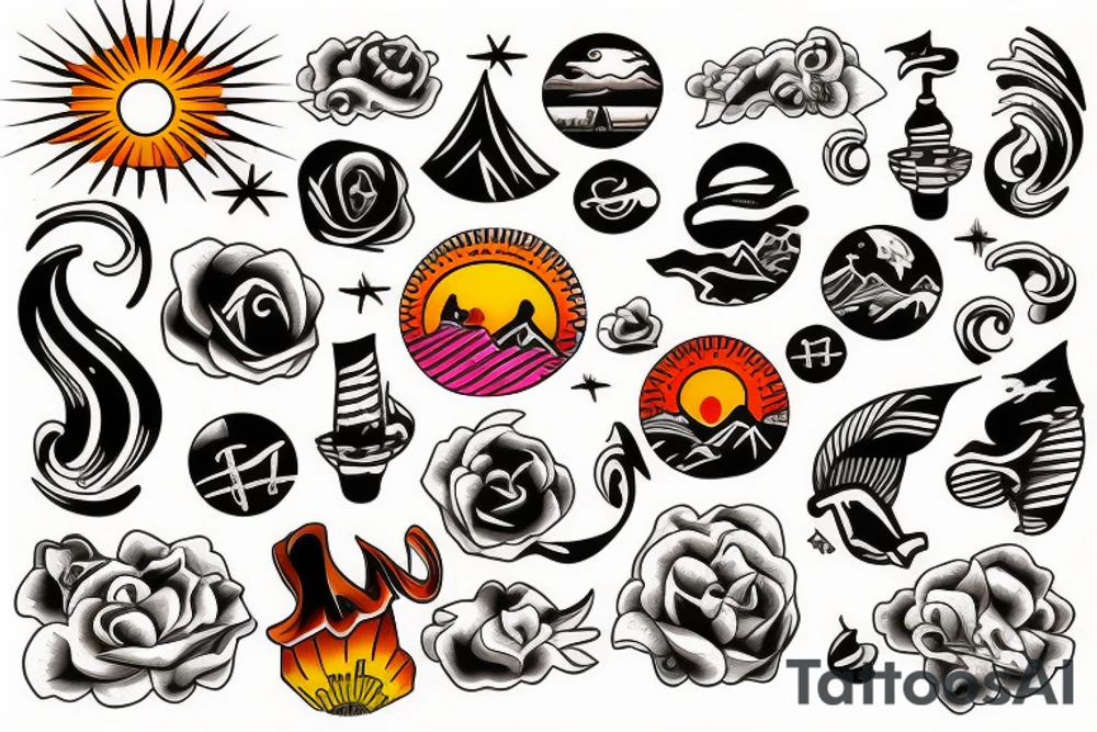Sunset at sea tattoo idea