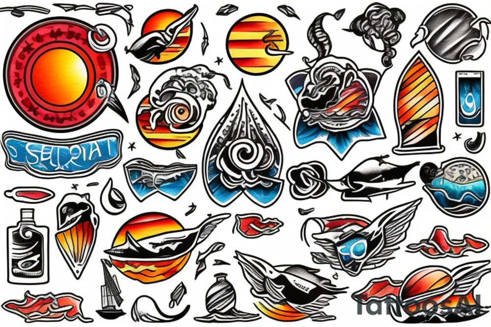 Sunset at sea tattoo idea