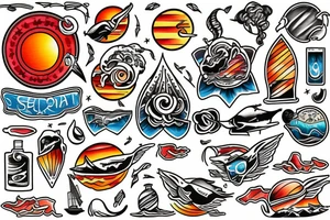 Sunset at sea tattoo idea