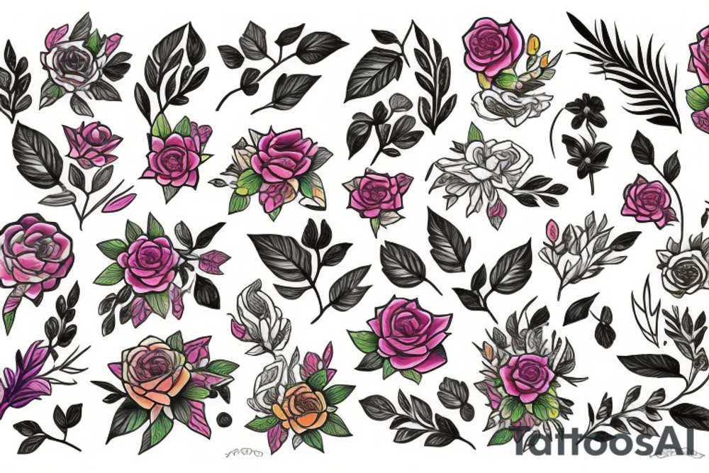 Mixed flowers tattoo idea