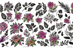 Mixed flowers tattoo idea
