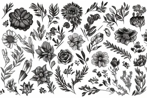 Mixed flowers tattoo idea