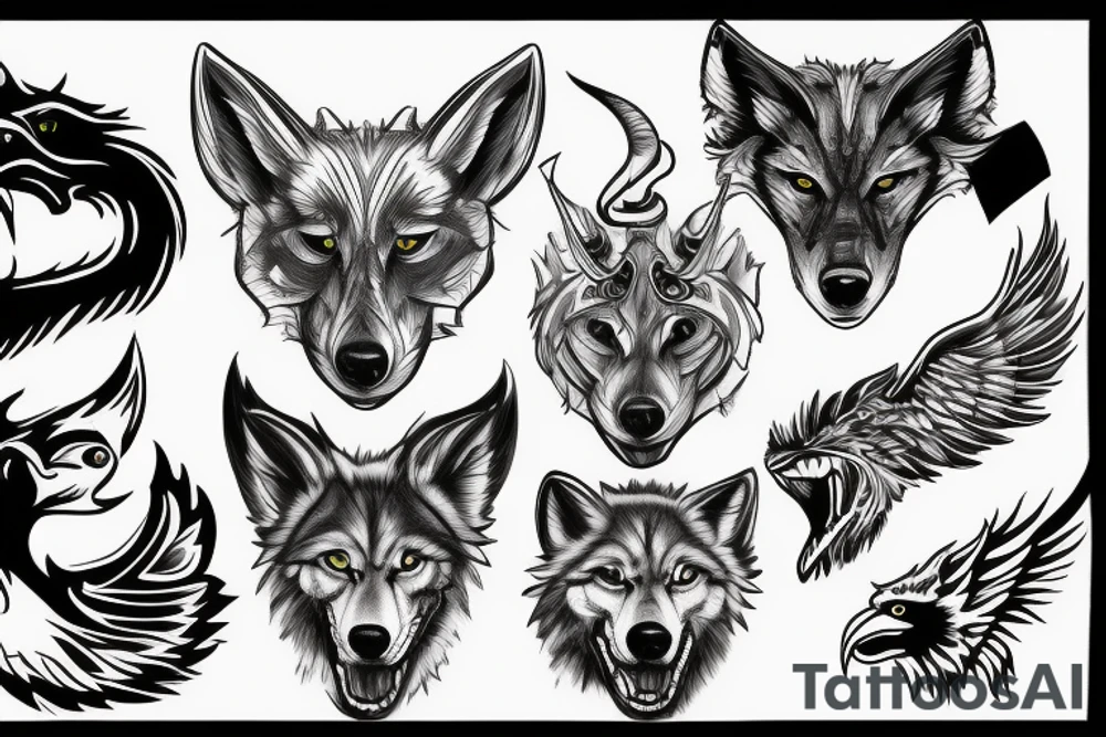 wolf, eagle, racecar, devil tattoo idea