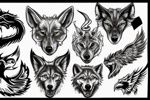 wolf, eagle, racecar, devil tattoo idea