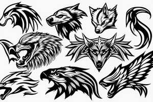 wolf, eagle, racecar, devil tattoo idea