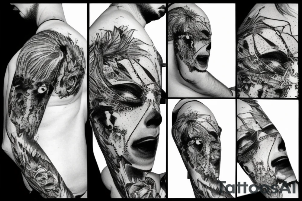 The Fallen Angel painting focused around the eyes tattoo idea