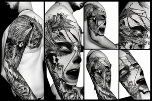 The Fallen Angel painting focused around the eyes tattoo idea