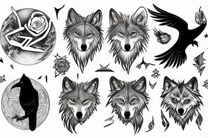 Wolf moon and raven tattoo idea