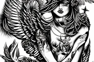 The Fallen Angel painting focused around the eyes tattoo idea