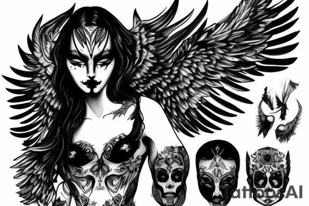 The Fallen Angel painting focused around the eyes tattoo idea