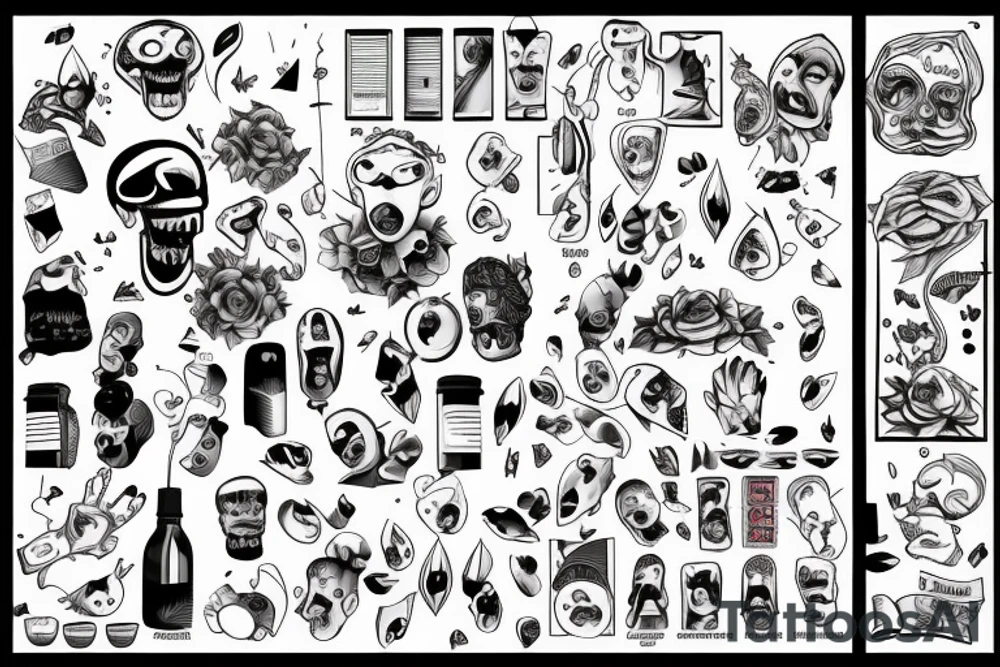 Words pain, happiness , sadness, cry, anger, fun, fear, loneliness, anticipation, disgust, trust, amusement, eroticism, relaxation, annoyed tattoo idea